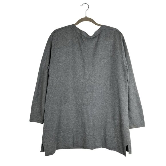 J. Jill Women's Gray Long Sleeve Pullover Sweater With Front Pockets Size L - Picture 2 of 9